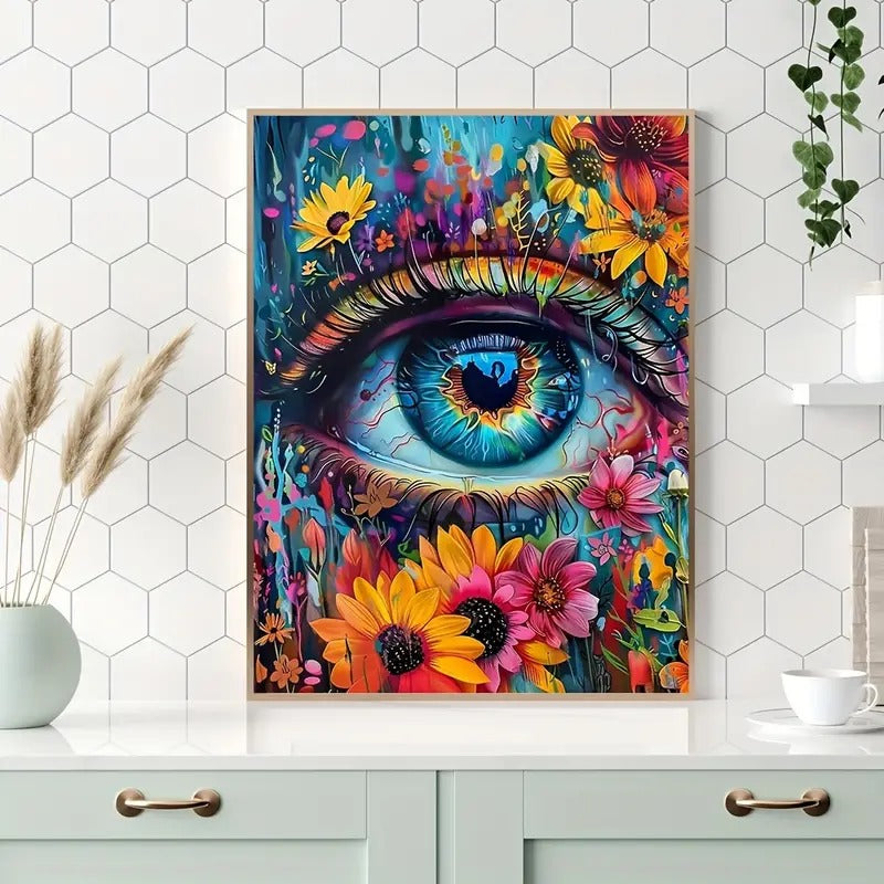 Peinture à diamant #33 30cm x 40cm Oeil fleuri