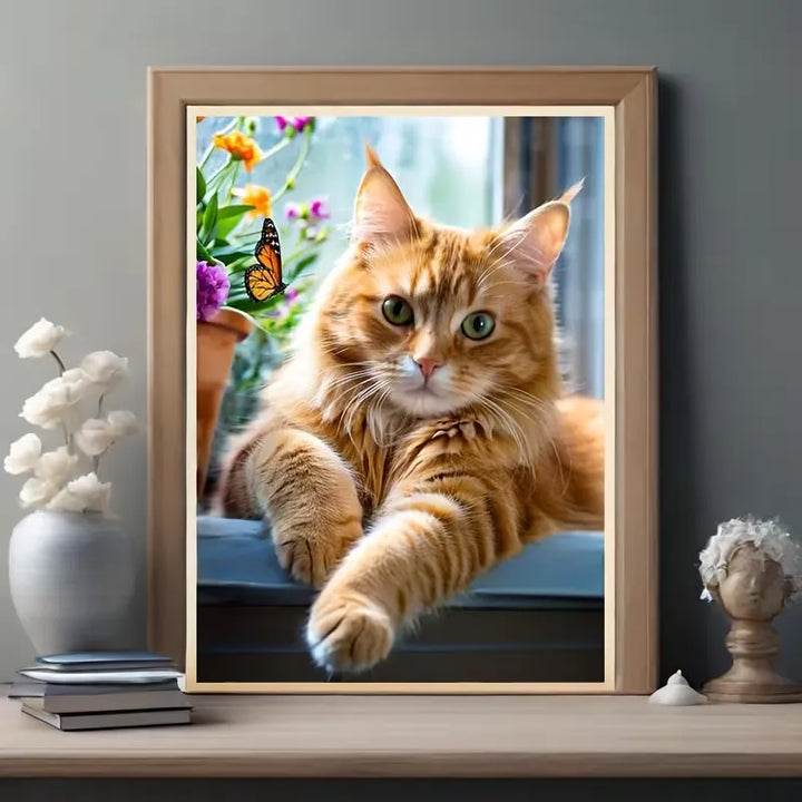 Peinture à diamant #69 30cmx40cm Chat jaune