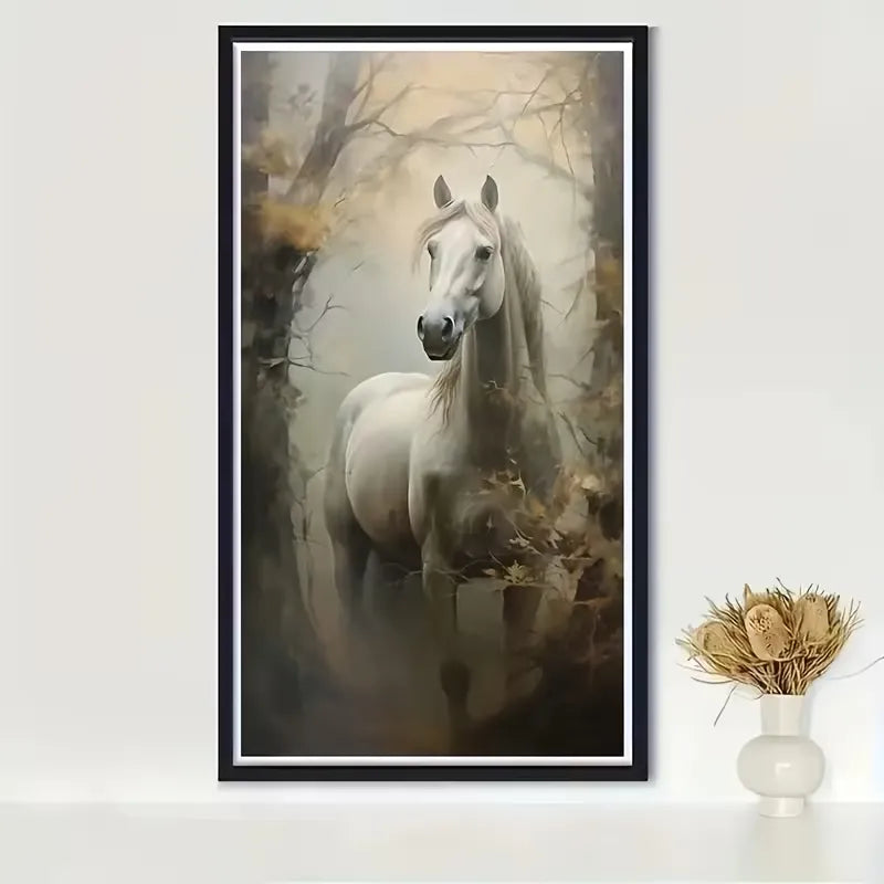 Peinture à diamant #141  40cm x 70cm Cheval blanc