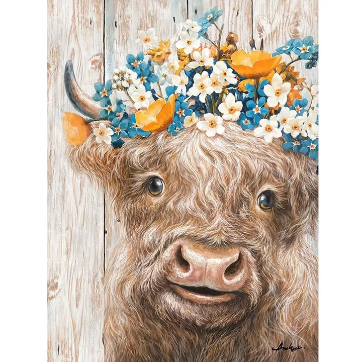 Peinture à diamant #80 30cmx40cm Vache fleurie