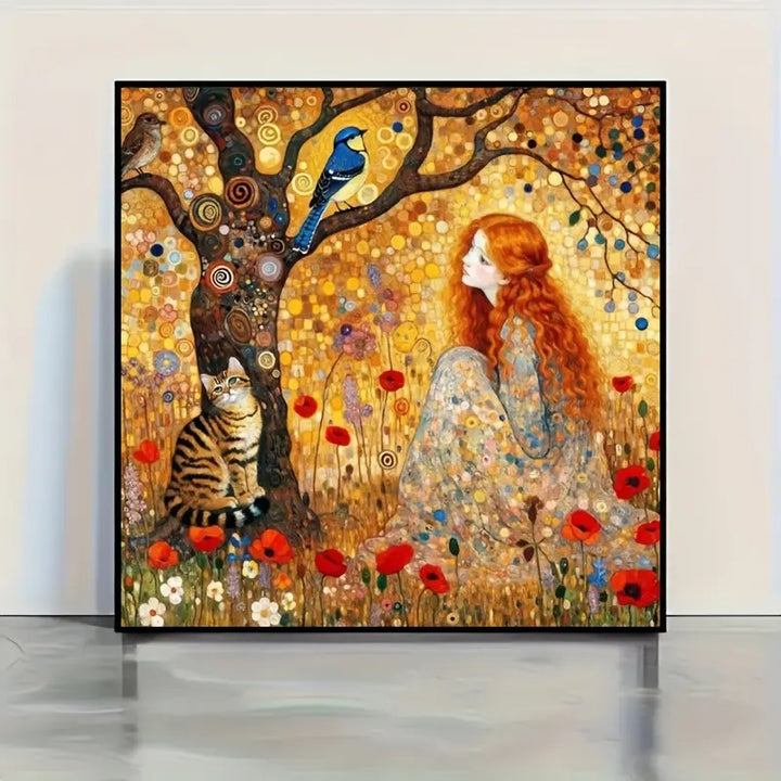 Peinture à diamant #38 40cm x 40cm Femme et chat