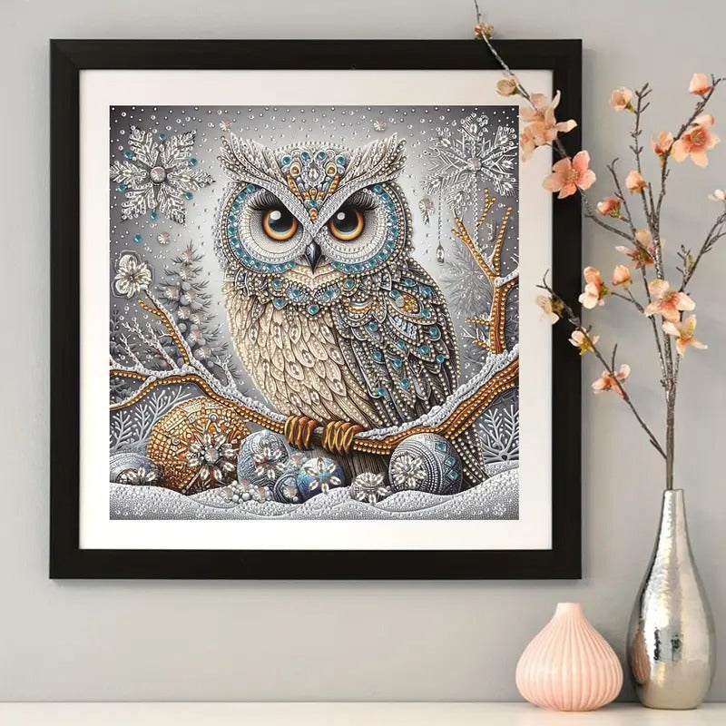 Peinture à diamant #38 30cm x 30cm Hibou de Noel