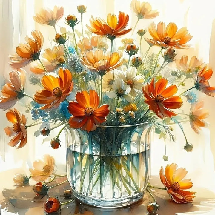 Peinture à diamant #125  30cm x 30cm Fleurs