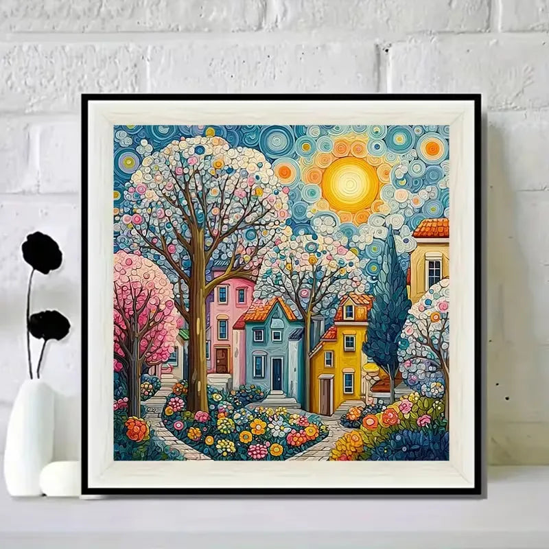 Peinture à diamant #182 40cm x 40cm Village