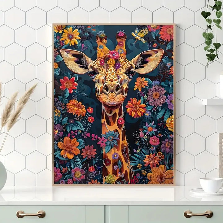 Peinture à diamant #49 30cm x 40cm Girafes fleuris