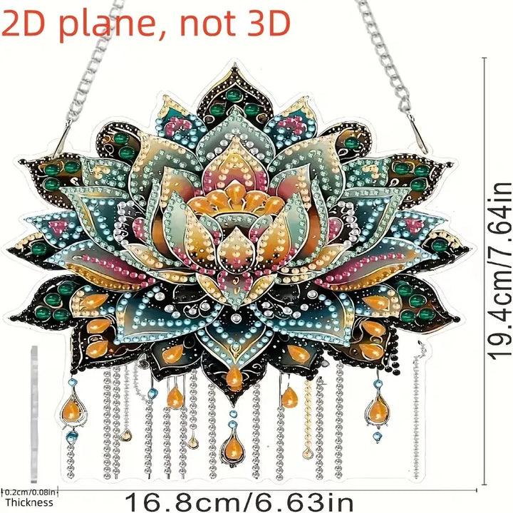 Lotus coloré à suspendre . Peinture à diamant #195