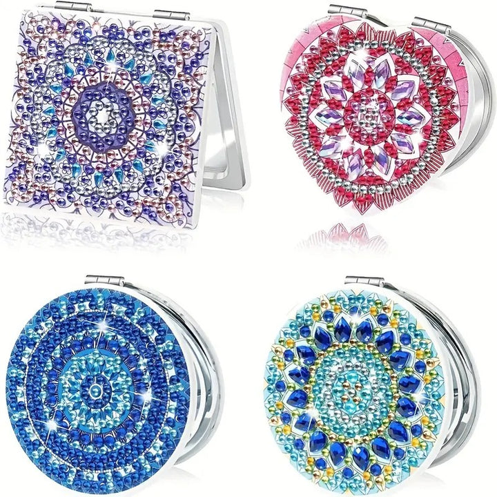 4 miroirs de poche en Diamonds painting  de 6/7cm #177 Mandala