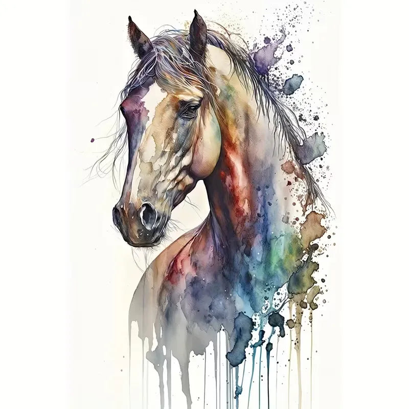 Peinture à diamant  #138  60cmx40cm Cheval style aquarelle