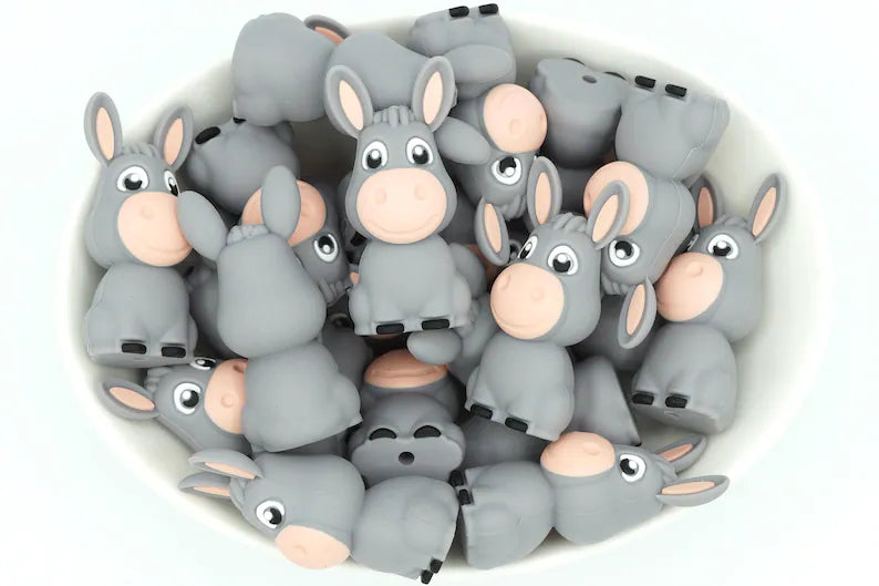 Ânes souriants 3D en silicone. Protège pointes d'aiguilles a tricoter