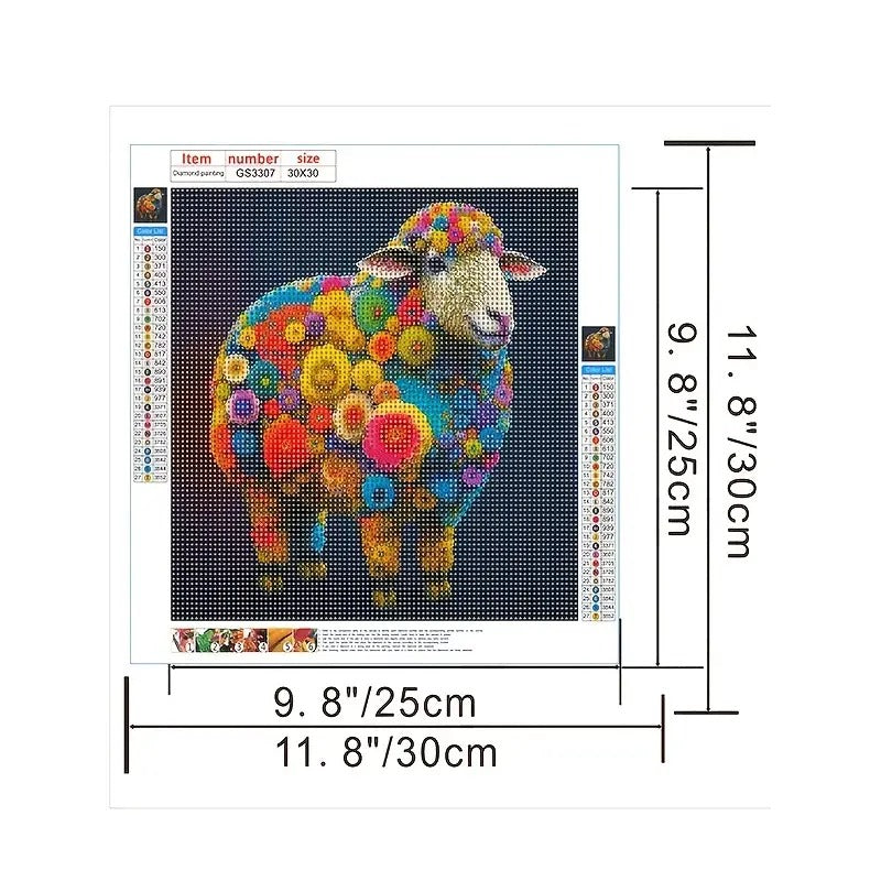 Peinture à diamant #5 30cm x 30cm Mouton fleuris