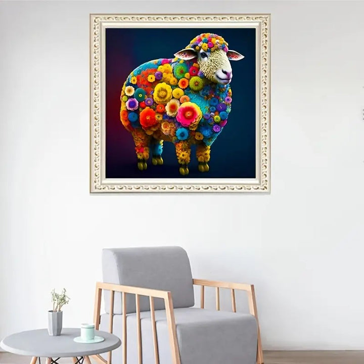 Peinture à diamant #5 30cm x 30cm Mouton fleuris