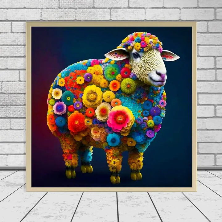 Peinture à diamant #5 30cm x 30cm Mouton fleuris