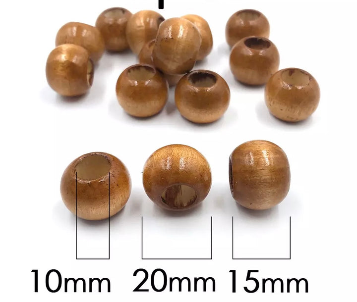 Perles de bois vernis 20 mm x 15 mm